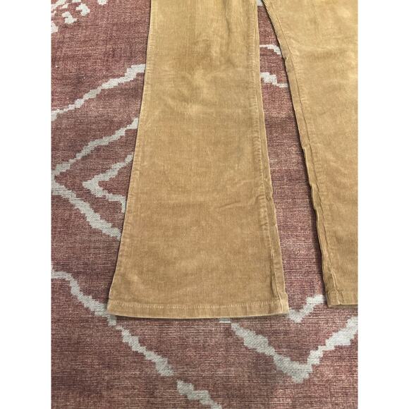 Women’s Boho Vintage Y2K Refuge Low Rise Hipster Corduroy Flare Pants Tan - Picture 3 of 6